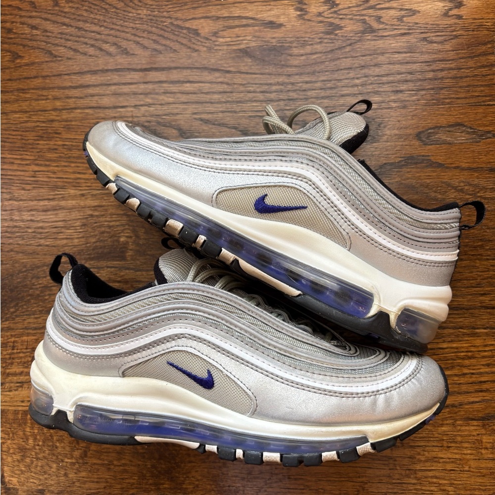 Nike Air Max 97 Metallic Silver with Blue Accents women's 8.5-youth 7